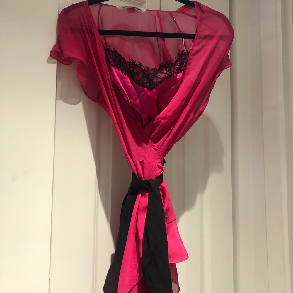 Rare Diane Von Furstenberg pink wrap dress